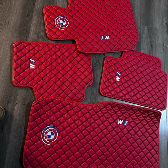 Red Leather BMW Car Mats w/ Logo (Brand New) - Picture 7 of 7